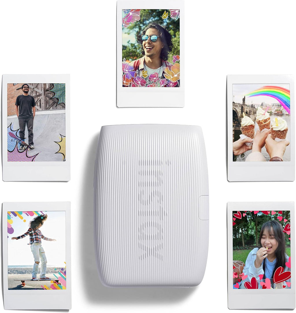 Bundle with Compatible Fuji Mini Link 3 Smartphone Printer Clay White + Fuji Film Value Pack 20 Sheets Accessories Bundle with Album + 5 Plastic Desk Frames + Paper & Sticker Frames (Clay White)