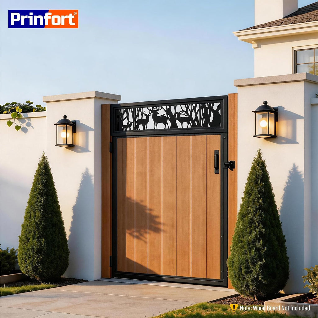 4x6FT (46.78'W X 70.8'H) 201 Stainless Steel Anti Sag Wooden Fence Gate Kit Heavy Duty Garden Gate Frame Hardware Kit Reinforcement (Left/Right Free-Installation)