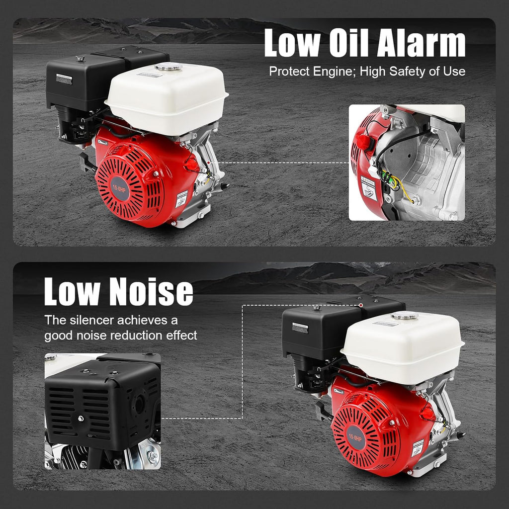 4 Stroke Gasoline Engine Motor 420CC 15HP Garden Tiller Cultivator | 9KW 3600RPM OHV Single Cylinder, Horizontal, Air Cooling, Go Kart Motor