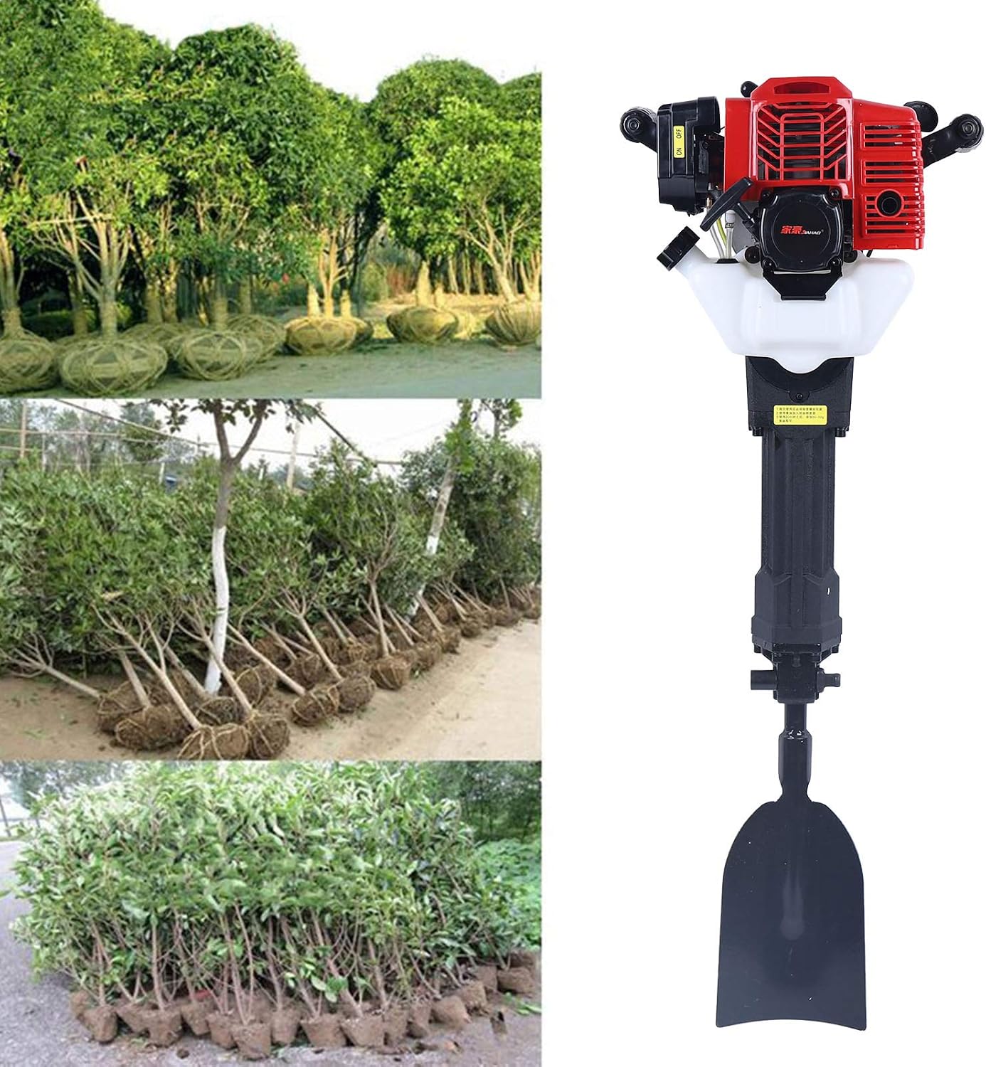 52CC Gas Power Excavator, 2 Stroke Garden Tree Digger with Wide Shovel Gas Ground Drilling Machine for Fence Tree Ball Lifting, Planting Bedding Earth Auger Post Hole