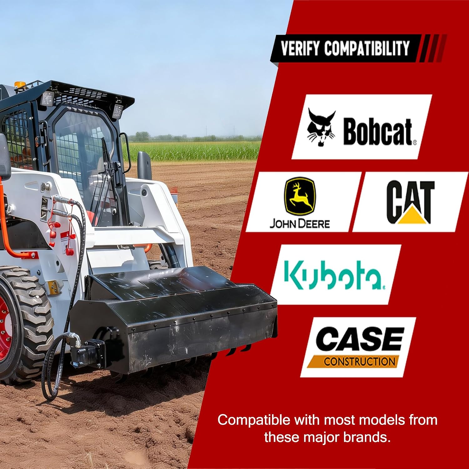70' Hydraulic Rotary Tiller Attachment for Skid Steer Loaders, Heavy-Duty Skid Steer Soil Cultivator Attachments, 6' Tilling Depth, Ideal for Farmland, Garden,USA Stock