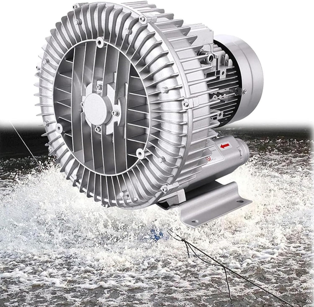Single-phase radial fan gas ring turbine, regenerative blower, single-phase gas ring compressor, gas ring turbine side channel compressor 120W-2200W, for wastewater aeration aquarium,1500W/2.01HP