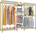 VIPEK Classic V6 Wire Garment Rack Heavy Duty Clothes Rack with 7 Adjustable Shelves & 4 Hanging Rods, Compact DIY Metal Clothing Racks 68.9' L x 15.7' W x 76.4' H, Max Load 840LBS, Gold