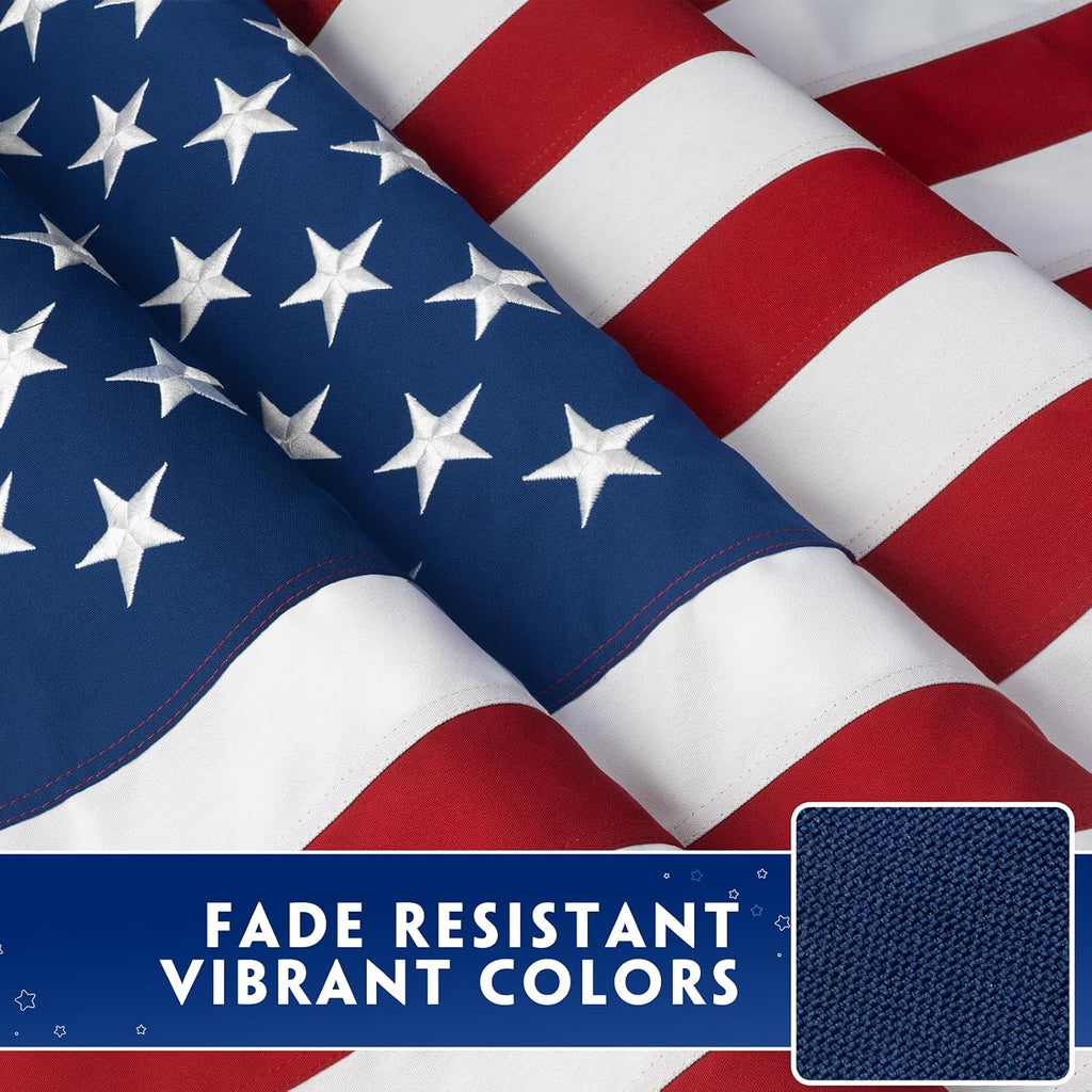 American Flag 10x15 Ft for Outside Longest Lasting- Ultra Durable, Tear-Proof Heavy Duty Spun Polyester US USA Flags - Fade Resistant, Embroidered Stars, Sewn Stripes, Brass Grommets - Outdoor Decor