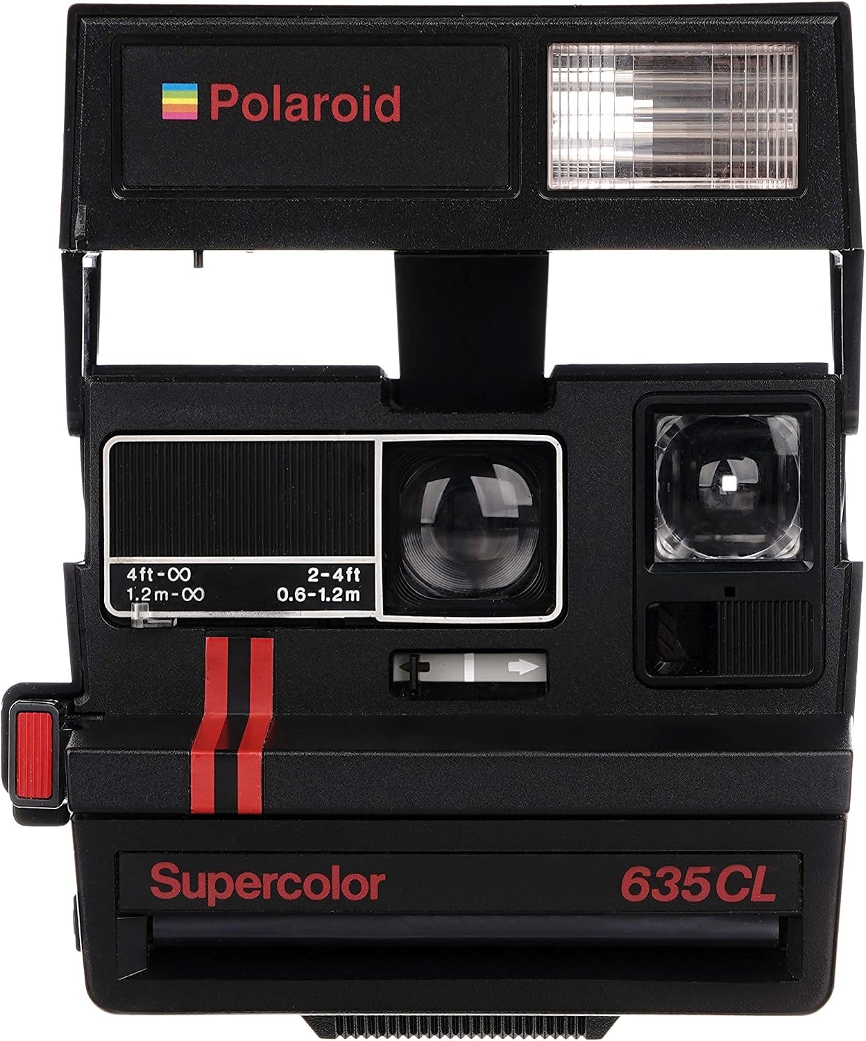 Polaroid 635 CL Supercolor Red Stripes Instant Film Camera – Vintage 600 Type Camera with Built-in Flash (Renewed)