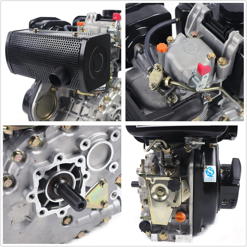 Diesel Engine 247CC 4 Stroke 5HP Single Cylinder Air Cooling Vertical Engine Motor Hand Start Direct Injection 3.6KW (Black, 173FA)