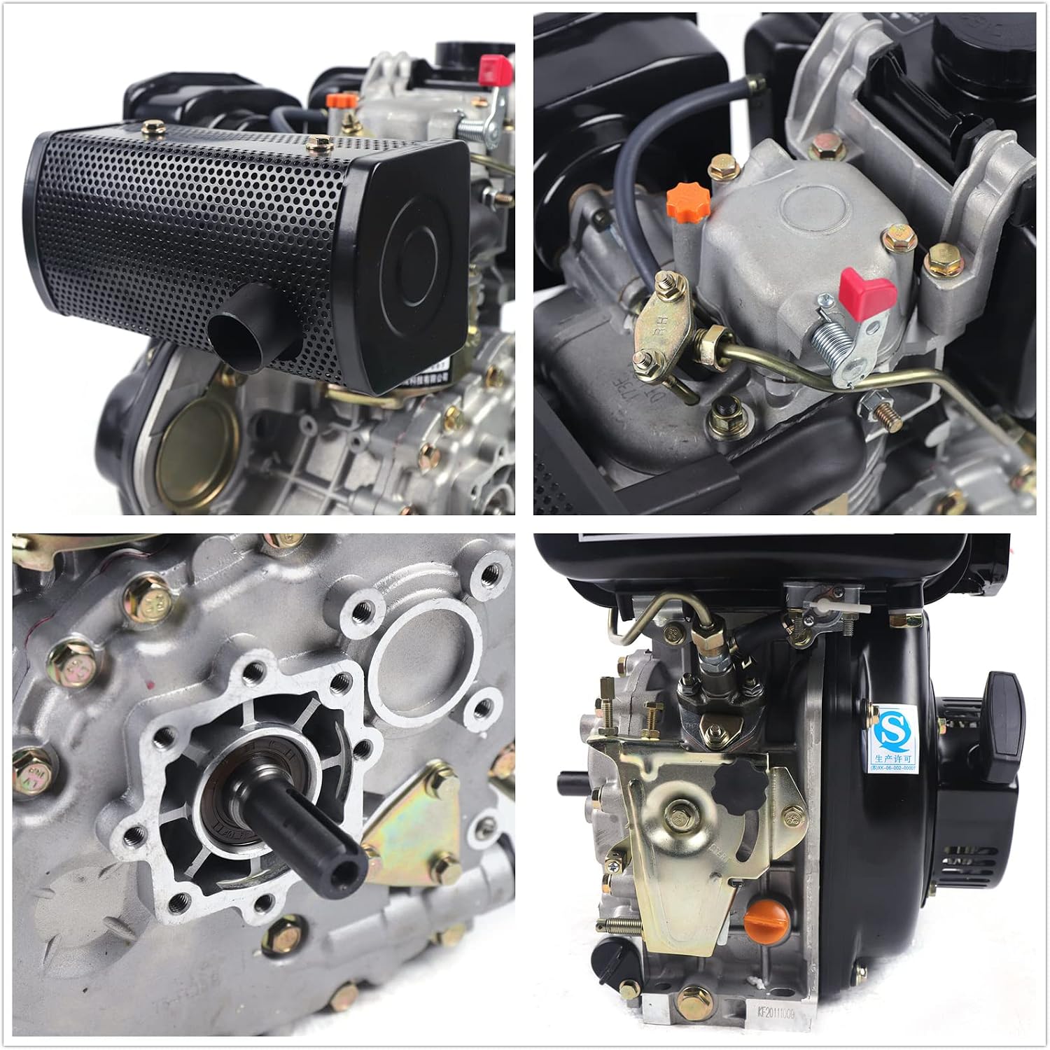Diesel Engine 247CC 4 Stroke 5HP Single Cylinder Air Cooling Vertical Engine Motor Hand Start Direct Injection 3.6KW (Black, 173FA)