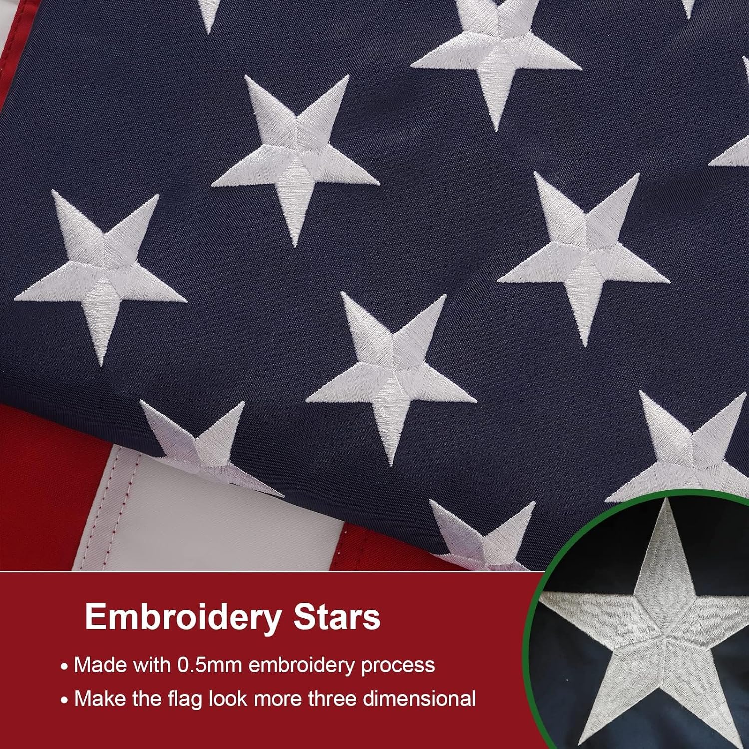 SYII American Flag 30x60 Ft Outdoor, Luxury Embroidered Stars and Roped Heading Double Stitched Sewn Stripes, Heavy Duty Polyester Huge Lage US Flags with Durable Brass Grommets