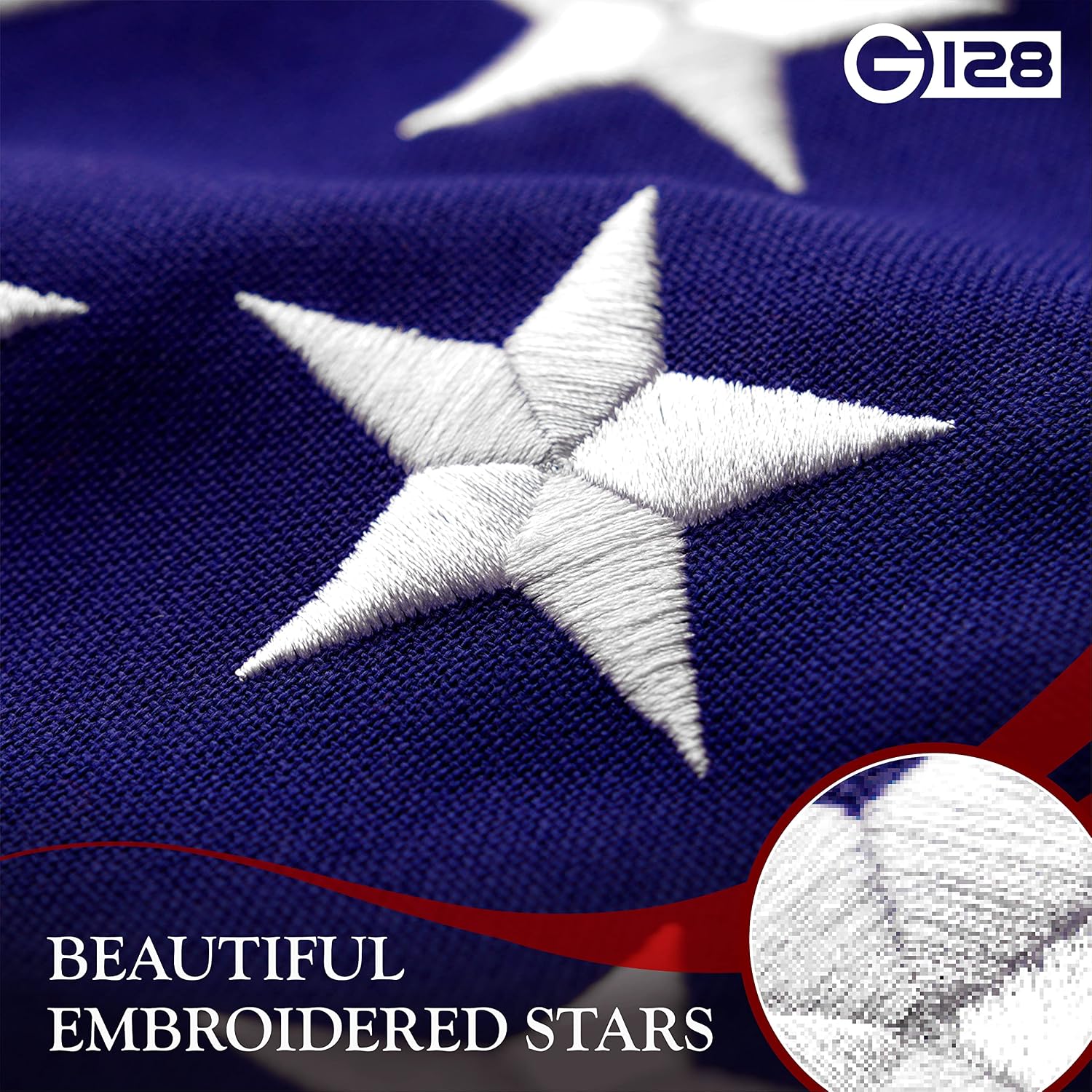 G128 10x15 Ft American Flag Deluxe TearProof Series, Featuring Super Tough Spun Polyester, Embroidered Stars, Sewn Stripes