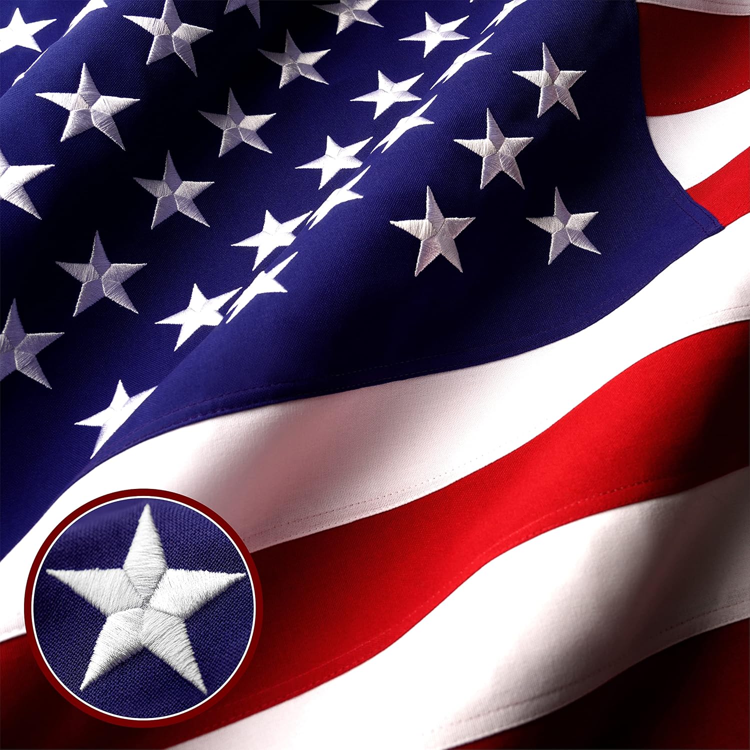 G128 10x15 Ft American Flag Deluxe TearProof Series, Featuring Super Tough Spun Polyester, Embroidered Stars, Sewn Stripes