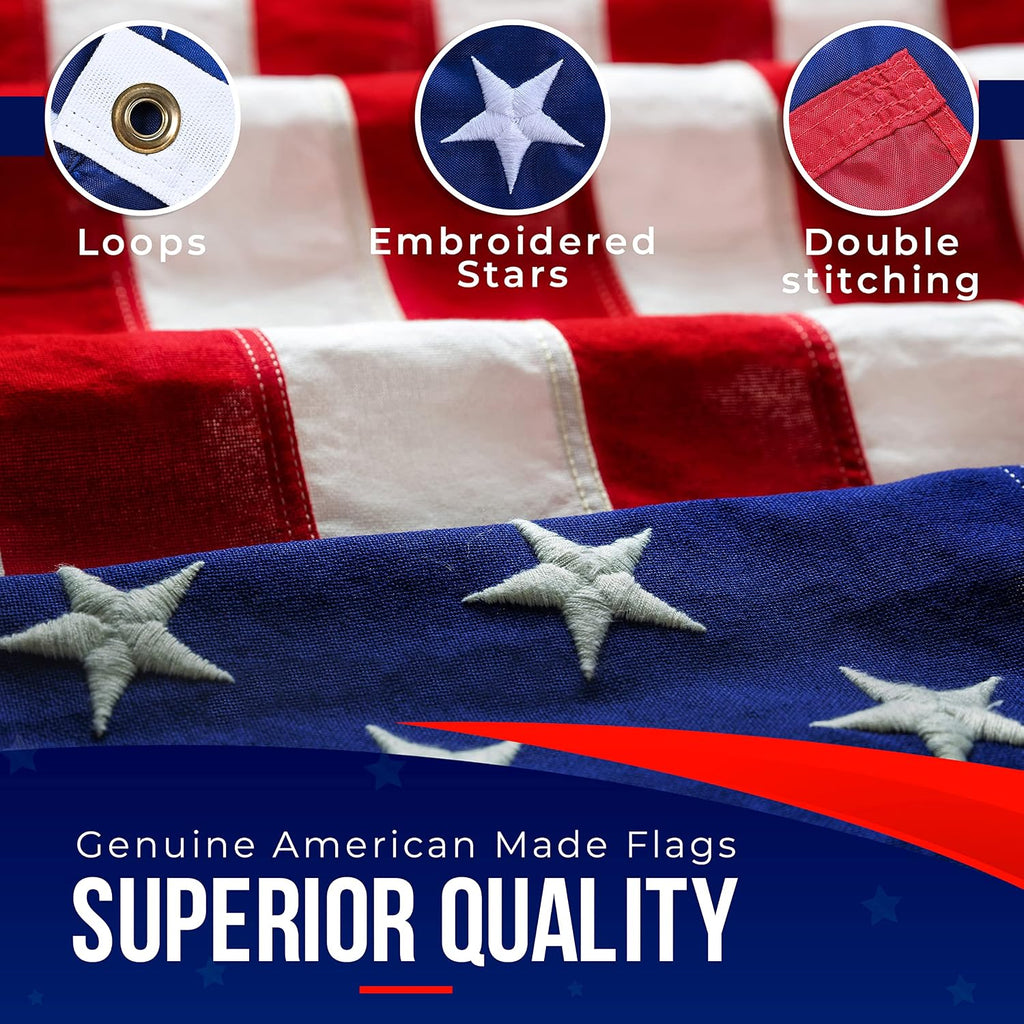 Large American Flag for Outside 15x25 | American Flag -US made in USA Flag Heavy Duty Outdoor with Embroidered Stars and Sewn Stripes Outdoor Flag for High Wind - FMAA Certified