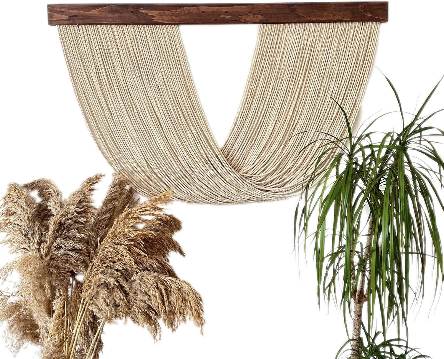 Large Macrame Wall Hanging Boho Wall Decor for Living Room Woven Wall Decor Yarn Tapestry Wall Hanging Aesthetic Macrame Headboard (XLarge 60''x30'', Type-2)