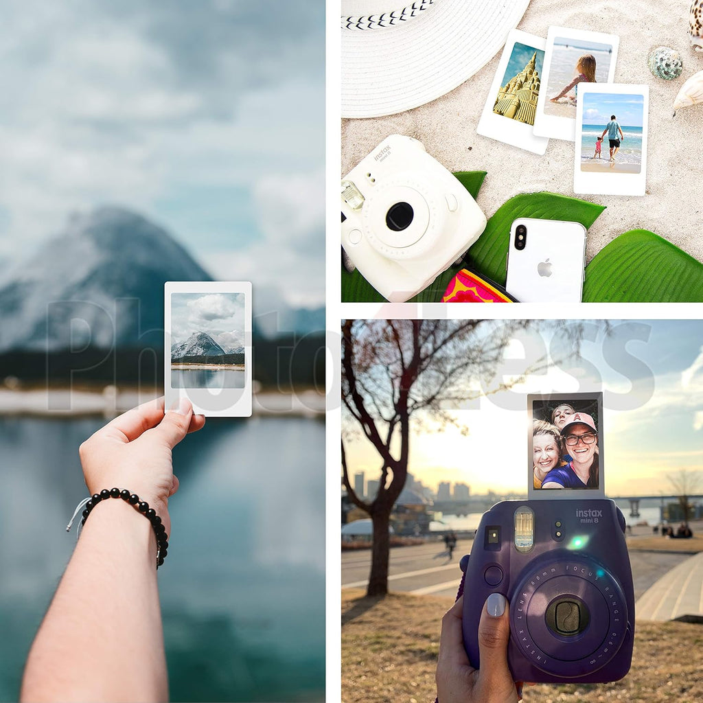 4X Fujifilm instax mini Instant Film (80 Exposures) Bundle with 20 Sticker Frames for Fuji Instax Prints Travel Package