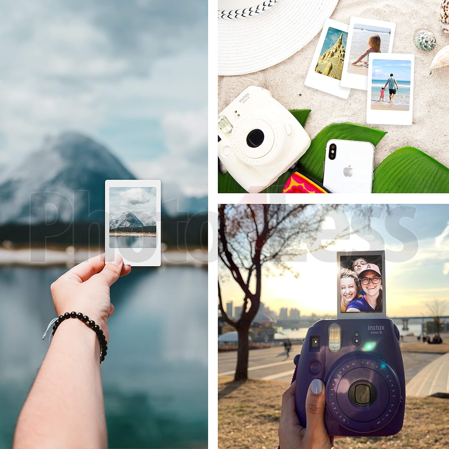 4X Fujifilm instax mini Instant Film (80 Exposures) Bundle with 20 Sticker Frames for Fuji Instax Prints Travel Package