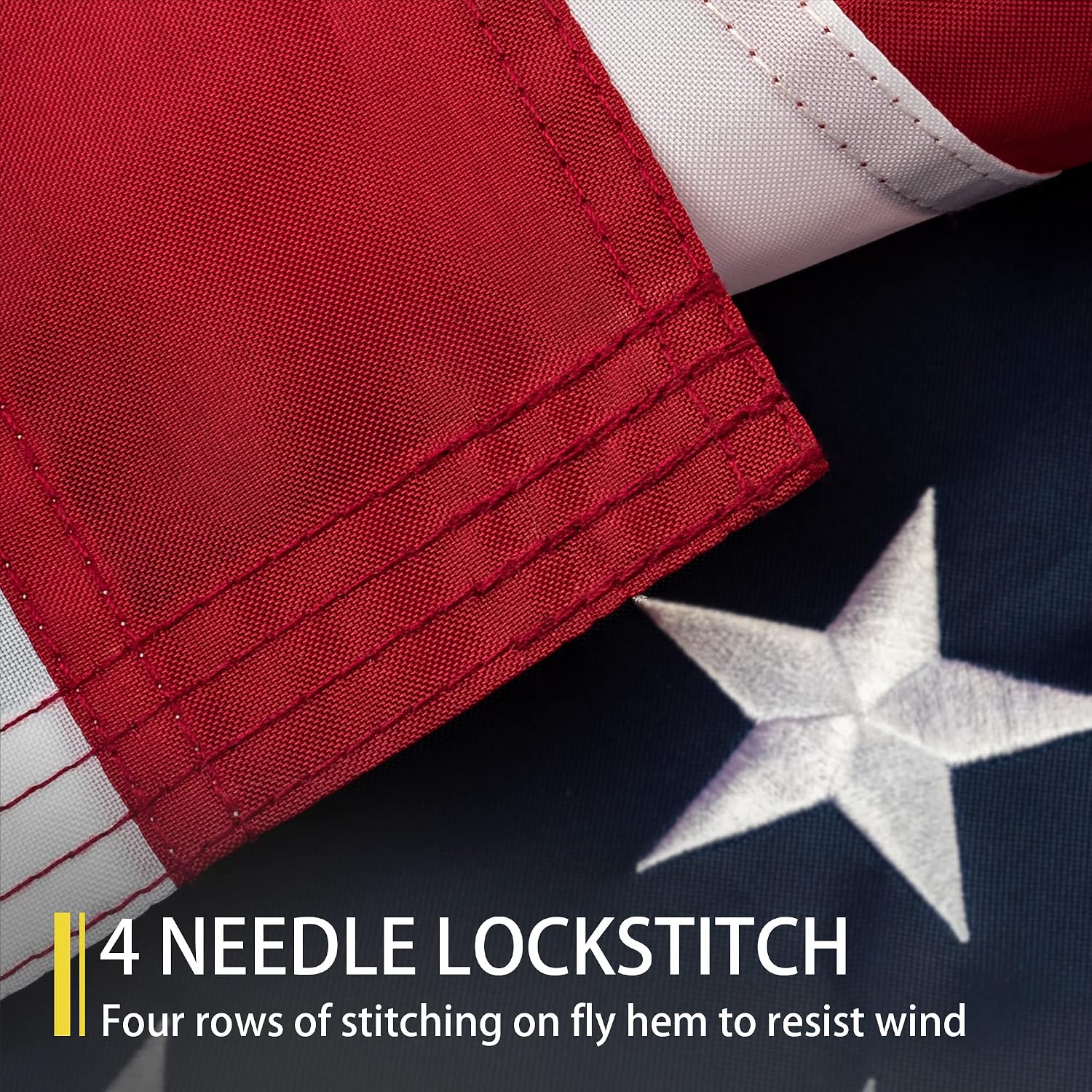 American Flag 10x15 FT Outdoor, Heavy Duty High Wind Extra Large US Flag, Embroidered Stars, 5 Brass Grommets, Giant Indestructible Tough USA Flags Suitable for Outside