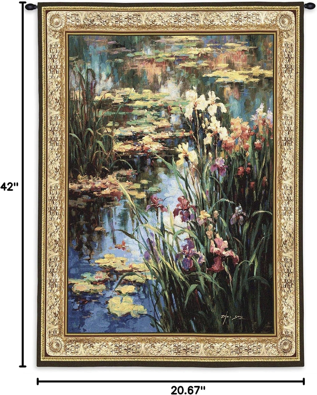 Summer Lily by Vail Oxley | Woven Tapestry Wall Art Hanging | Impressionist Floral Theme | 100% Cotton USA Size 53x42