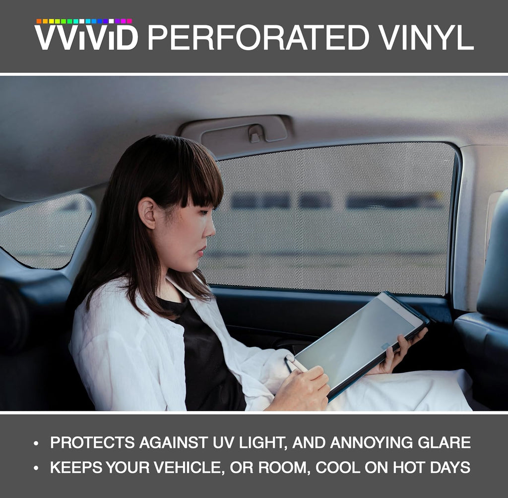 VViViD One-Way Perforated Black Vinyl Privacy Window Film Adhesive Glass Wrap Roll (100ft x 54 inches)