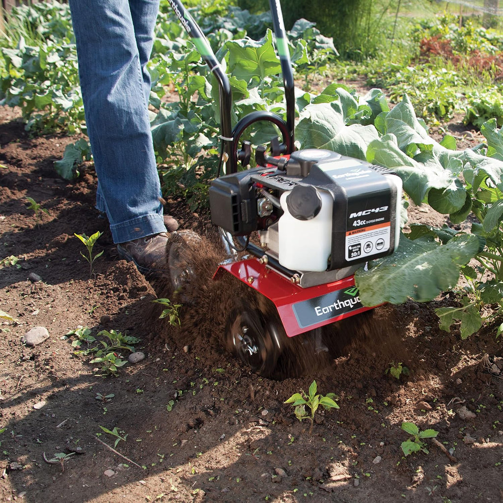 Earthquake MC43 Cultivator, 43cc 2-Cycle Viper Engine, 6-10' Adjustable Width, 8' Max Depth, Overhand Handlebars, Lightweight, U.S. Based Customer Service