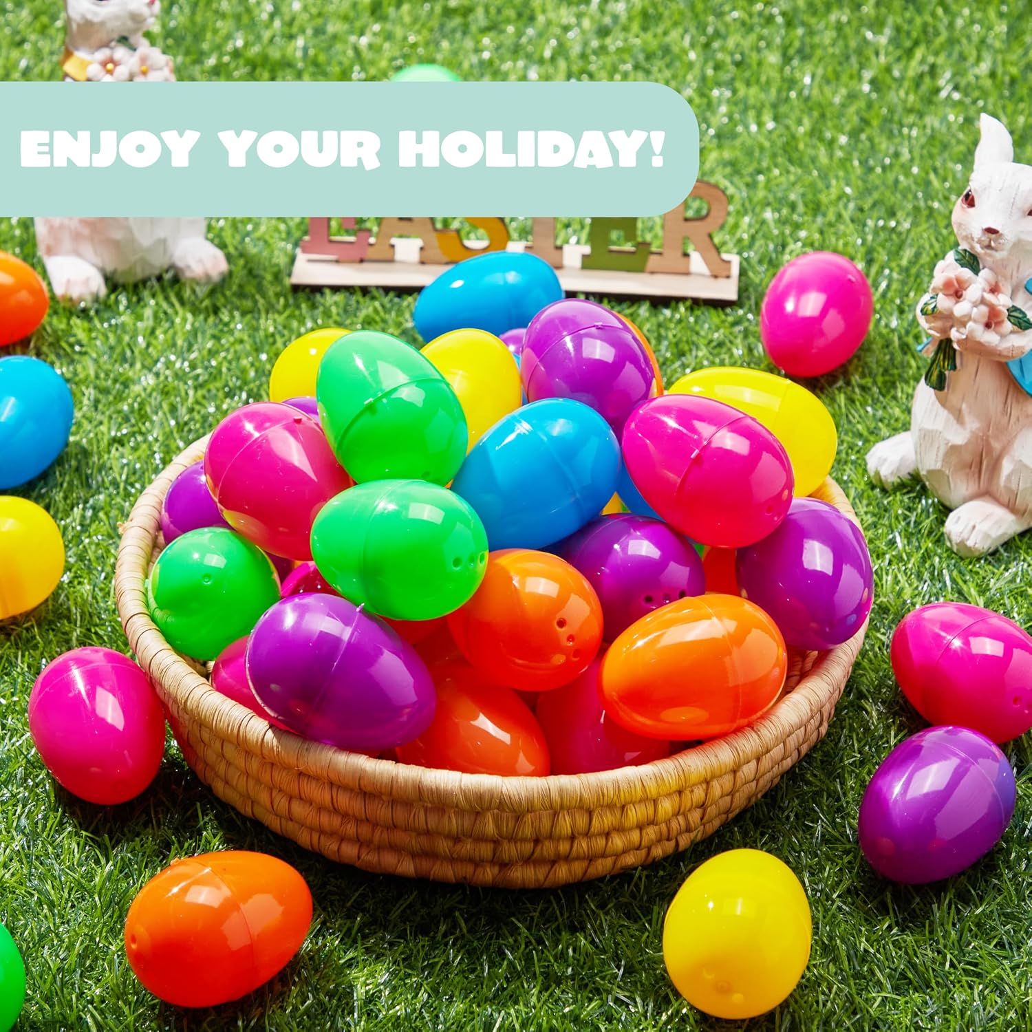 JOYIN 1500 PCS 2.3' Easter Eggs, Empty Plastic Eggs Fillable Colorful Bright Eggshell Bulks for Easter Hunt, Filling Treats, Party Favor, Basket Stuffers, Classroom Prize Supplies