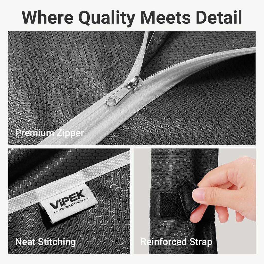 VIPEK V5C Medium Covered Clothes Rack Heavy Duty Portable Closet Wardrobe, Freestanding Black Clothing with Upgraded Polyester Cover, Adjustable Custom, 56.7' Lx15.7 Wx76.4 H