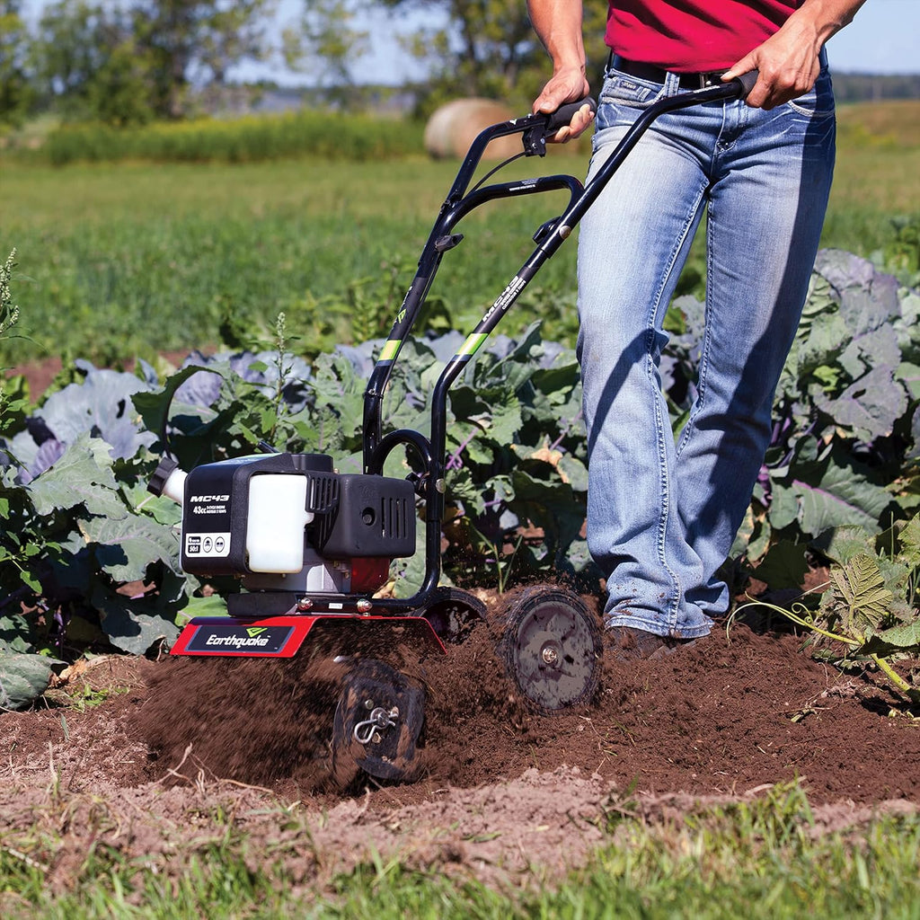 Earthquake MC43 Cultivator, 43cc 2-Cycle Viper Engine, 6-10' Adjustable Width, 8' Max Depth, Overhand Handlebars, Lightweight, U.S. Based Customer Service