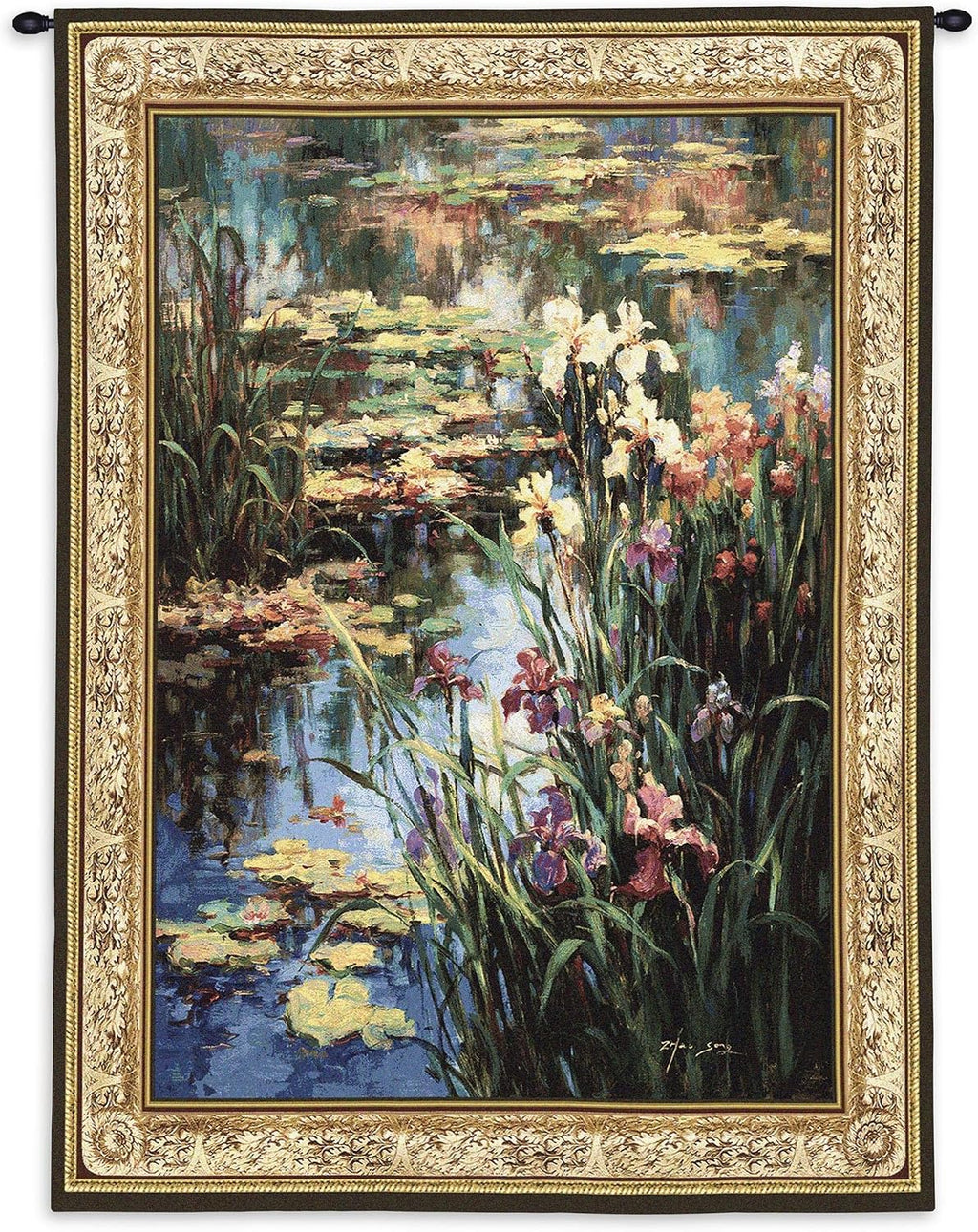 Summer Lily by Vail Oxley | Woven Tapestry Wall Art Hanging | Impressionist Floral Theme | 100% Cotton USA Size 53x42