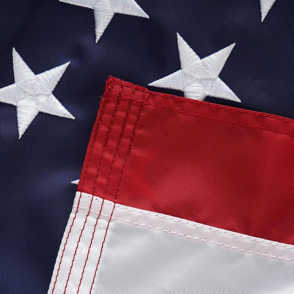 SYII American Flag 30x50 Ft TearProof Series for Outside, Heavy Duty Tough Spun All Weather US Flag for High Wind, Embroidered Stars Sewn Stripes and Brass Grommets