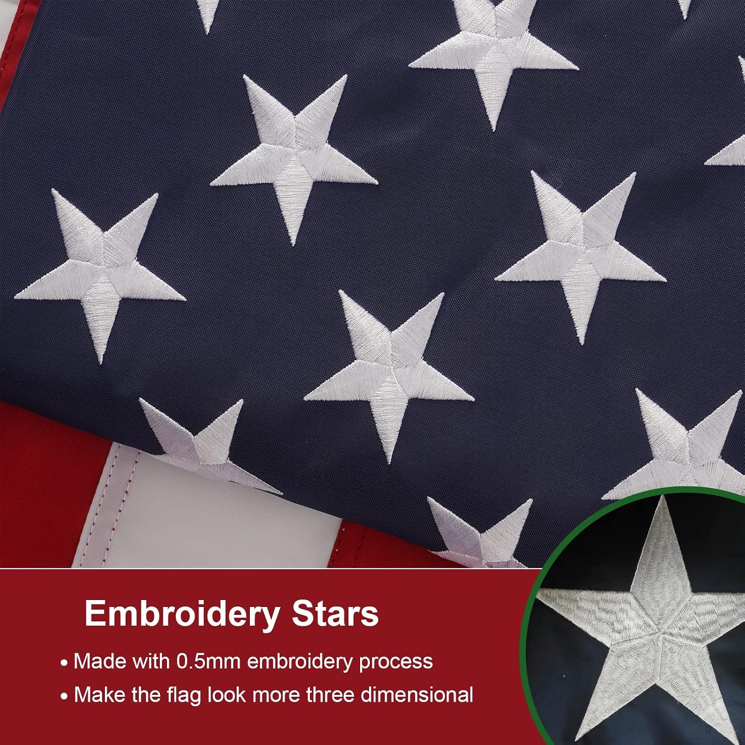 SYII American Flag 30x50 Ft Outdoor, Luxury Embroidered Stars and Roped Heading Double Stitched Sewn Stripes, Heavy Duty Polyester Huge Lage US Flags with Durable Brass Grommets