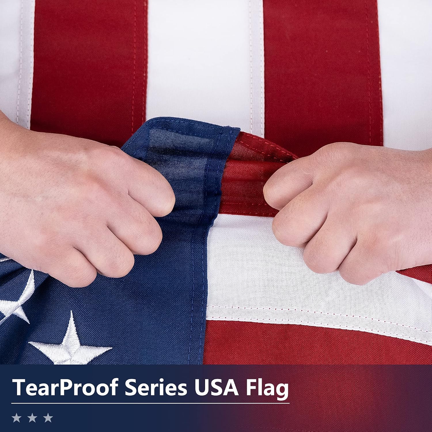 American Flag for Outside 12x18 Ft - TearProof Series Outdoor Use US Flags - Long Lasting, Fade Resistant - Thick Spun Polyester USA Banner - High Wind United States Flag - Embroidered Stars, Sewn Stripes, Brass Grommets