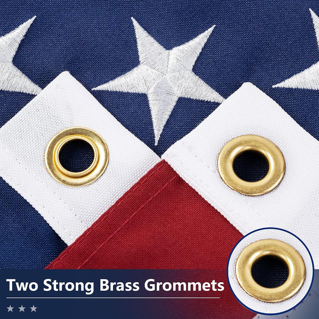 American Flag for Outside 12x18 Ft - TearProof Series Outdoor Use US Flags - Long Lasting, Fade Resistant - Thick Spun Polyester USA Banner - High Wind United States Flag - Embroidered Stars, Sewn Stripes, Brass Grommets