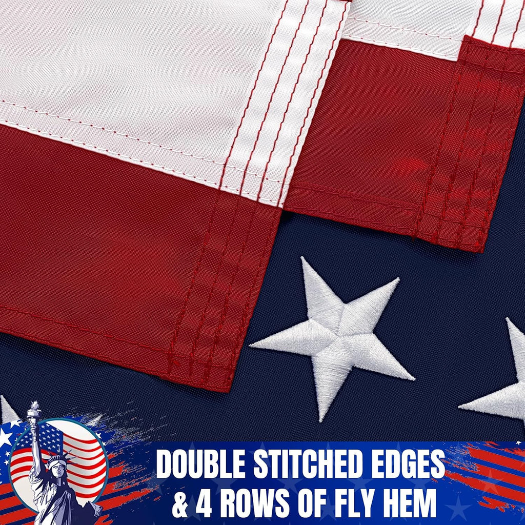 GYaozii 10x15Ft American Flags for Outside, Heavy Duty US Flag TearProof | High Wind Resistant and WaterProof USA Flag with Embroidered Stars, Sewn Stripes, Brass Grommets
