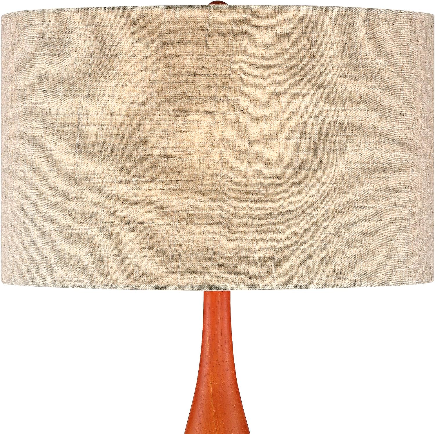 360 Lighting Rocco Mid Century Modern Table Lamps 30' Tall Set of 2 White Geometric Ceramic Oak Wood Tan Fabric Drum Shade for Bedroom Living Room Bedside Nightstand House Home Office