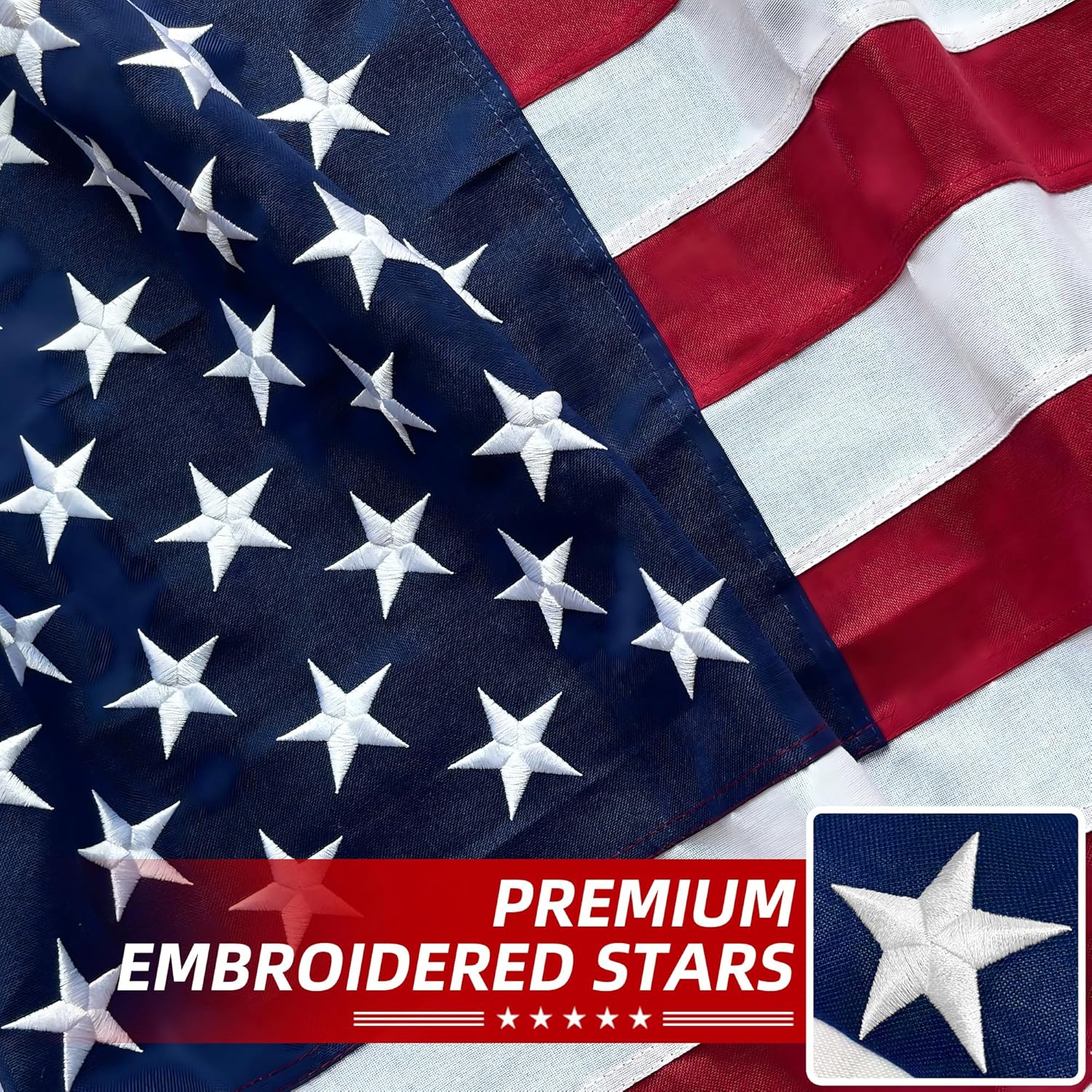 Premium American Flag 8x12 Ft TearProof Series for Outside, Heavy Duty Outdoor，Longest Lasting, Super Tough Fade Resistant Spun Polyester, High Wind US Outdoor Flags Embroidered Stars, Sewn Stripes, Brass Grommets