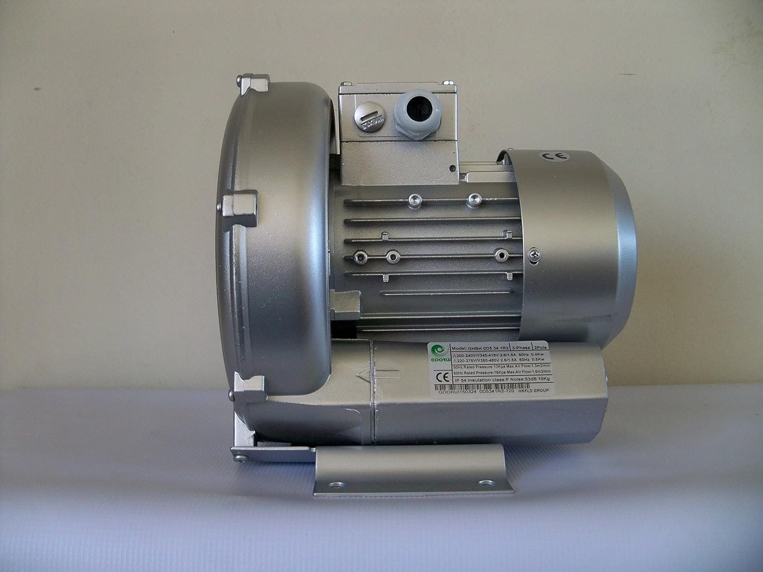 0.67Hp Regenerative Blower, 220V-480V/3Phase, 57CFM, Goorui-USA GHBH 0D5 34 1R2