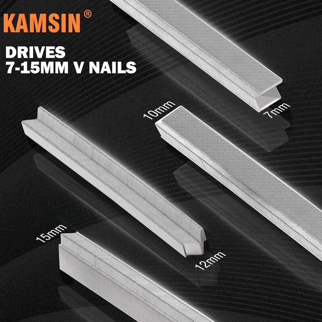 KAMSIN V1015 Pneumatic Picture Frame V Nailer with 4,000PCS of 7 MM V-Nails, 30 Gauge Picture Frame Stapler Air Power Wood Joiner