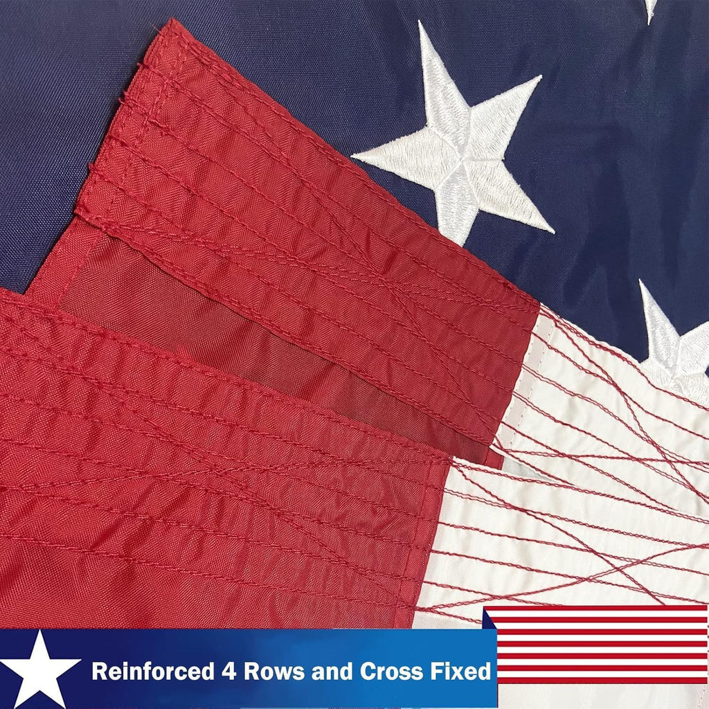 TOPFLAGS American Flag 10x15 Ft Large US Flags Heavy Duty Embroidered Stars Sewn Stripes USA Giant Flags Outdoor 5 Brass Grommets for Outside Wall