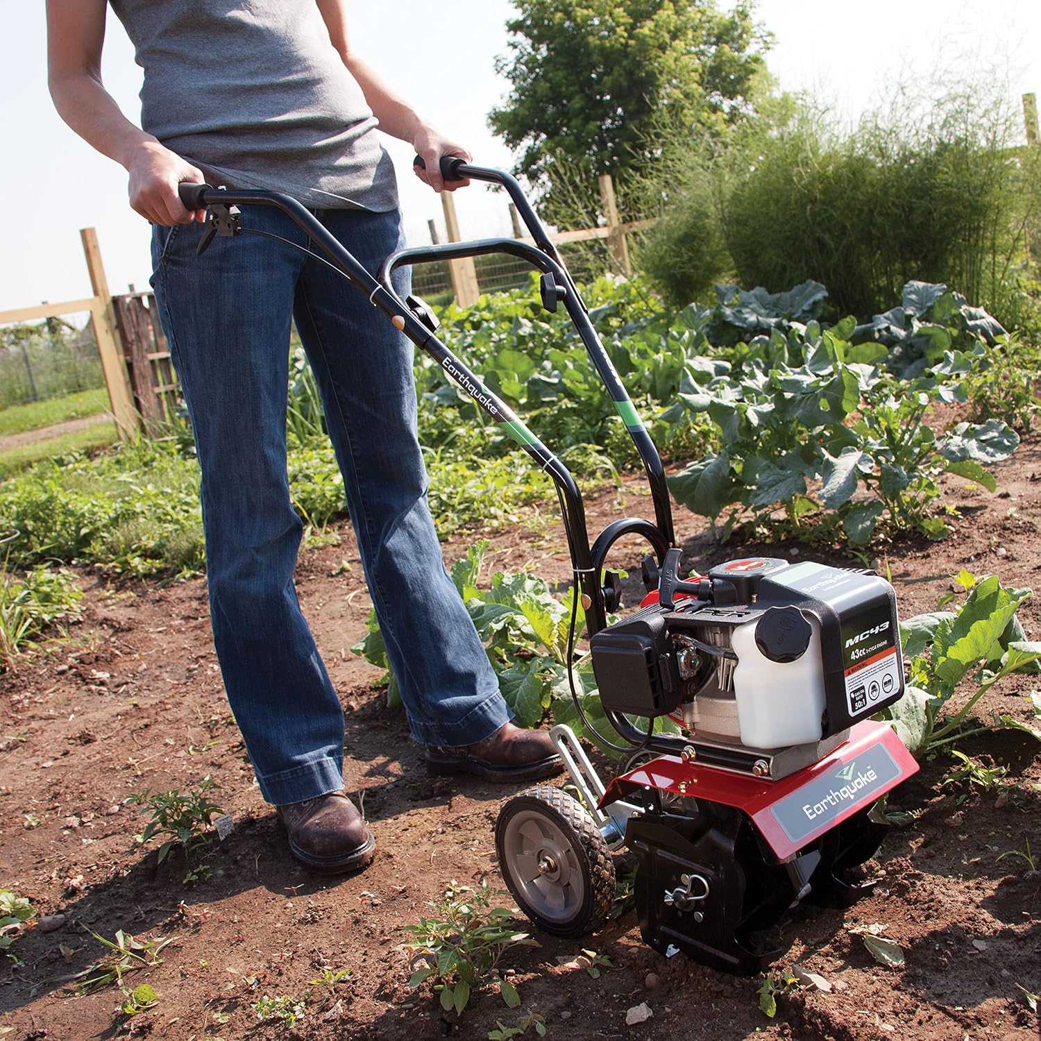 Earthquake MC43 Cultivator, 43cc 2-Cycle Viper Engine, 6-10' Adjustable Width, 8' Max Depth, Overhand Handlebars, Lightweight, U.S. Based Customer Service