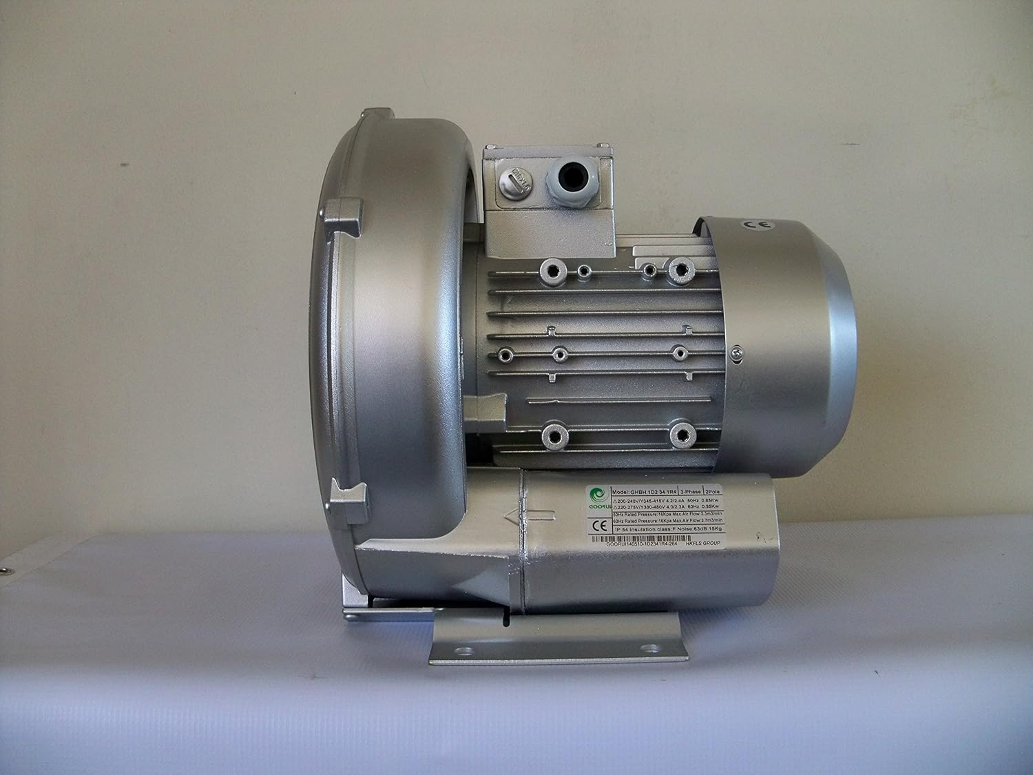 1.27 Hp Regenerative Blower 220V-480V/3Phase, 103 Cfm, 64'H2O Press. Goorui-USA GHBH 1D2 34 1R4