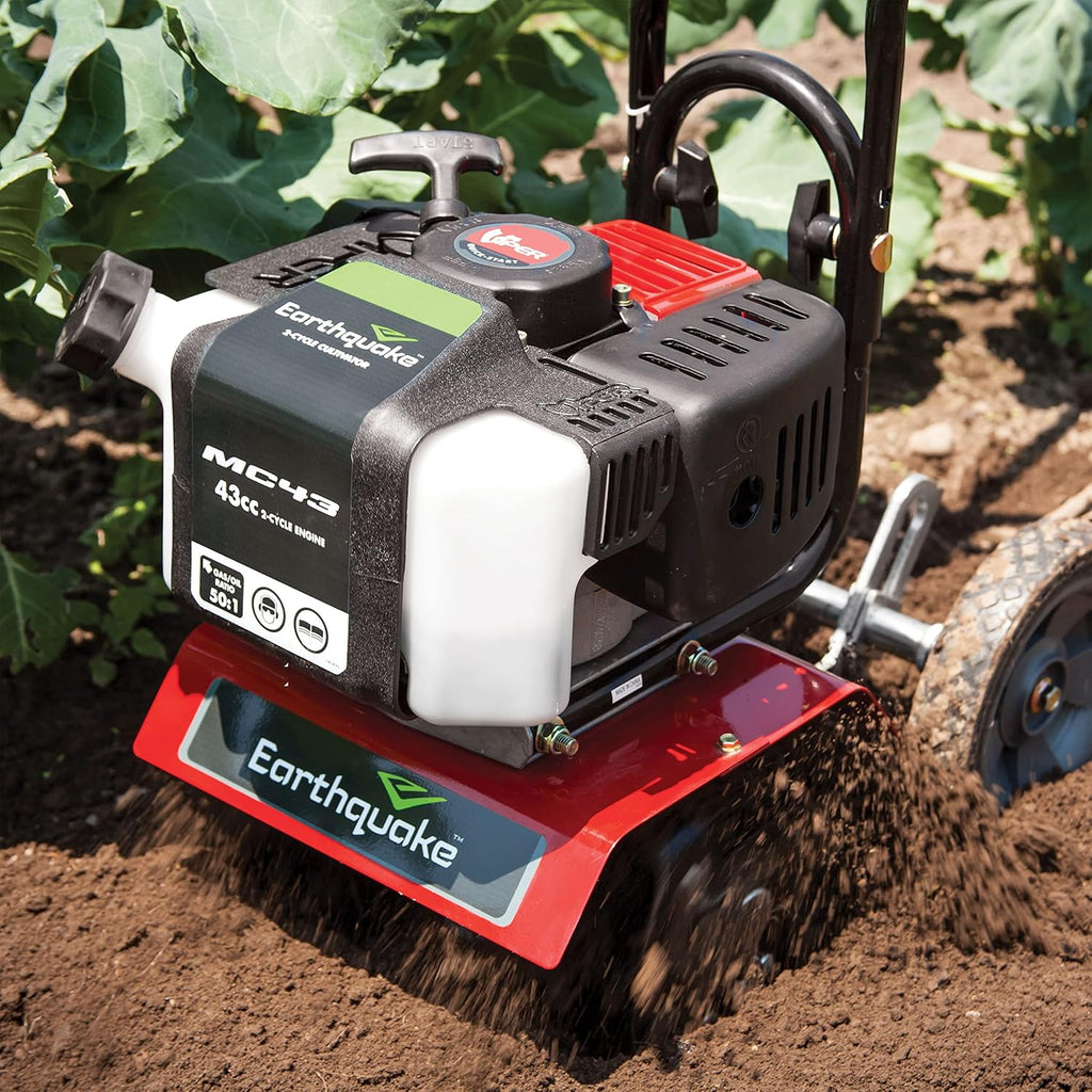 Earthquake MC43 Cultivator, 43cc 2-Cycle Viper Engine, 6-10' Adjustable Width, 8' Max Depth, Overhand Handlebars, Lightweight, U.S. Based Customer Service