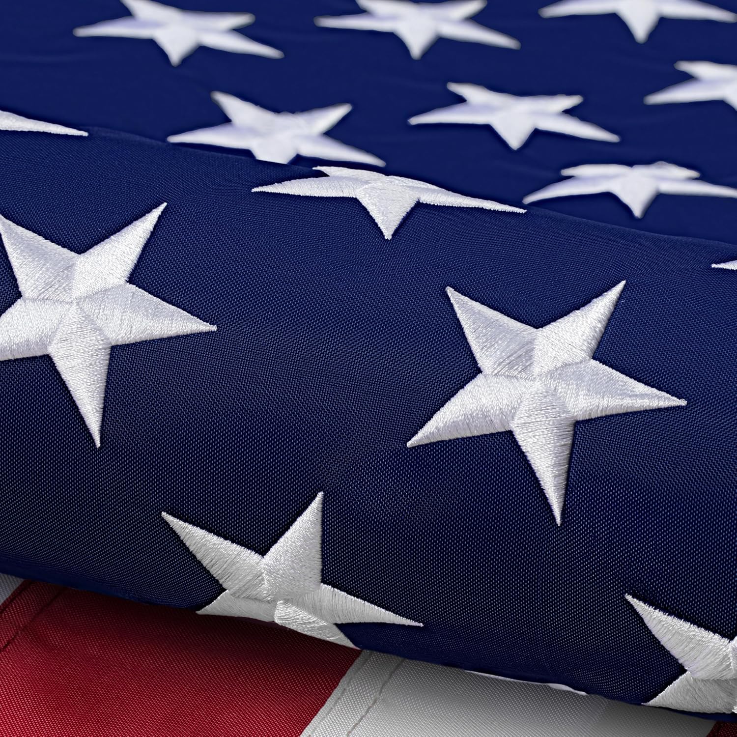 American Flag 8x12 ft: Long Lasting and Heavy Duty Nylon US Flags | Embroidered Stars, Sewn Stripes, Brass Grommets, UV Protection Perfect for Outdoors! USA Flag