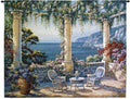 Mediterranean Terrace by Vivian Flasch | Woven Tapestry Wall Art Hanging | Italian Villa Seaside | 100% Cotton USA Size 53x40