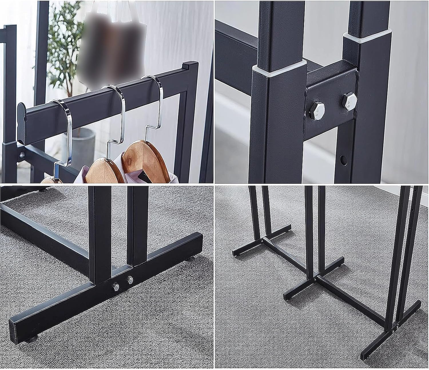 Heavy Duty Garment Rack for Hanging Clothes Rack, Floor Standing Metal Retail Display Stand, Adjustable Clothing Hanger Rod, for Clothing Store, Bedroom(Gold)