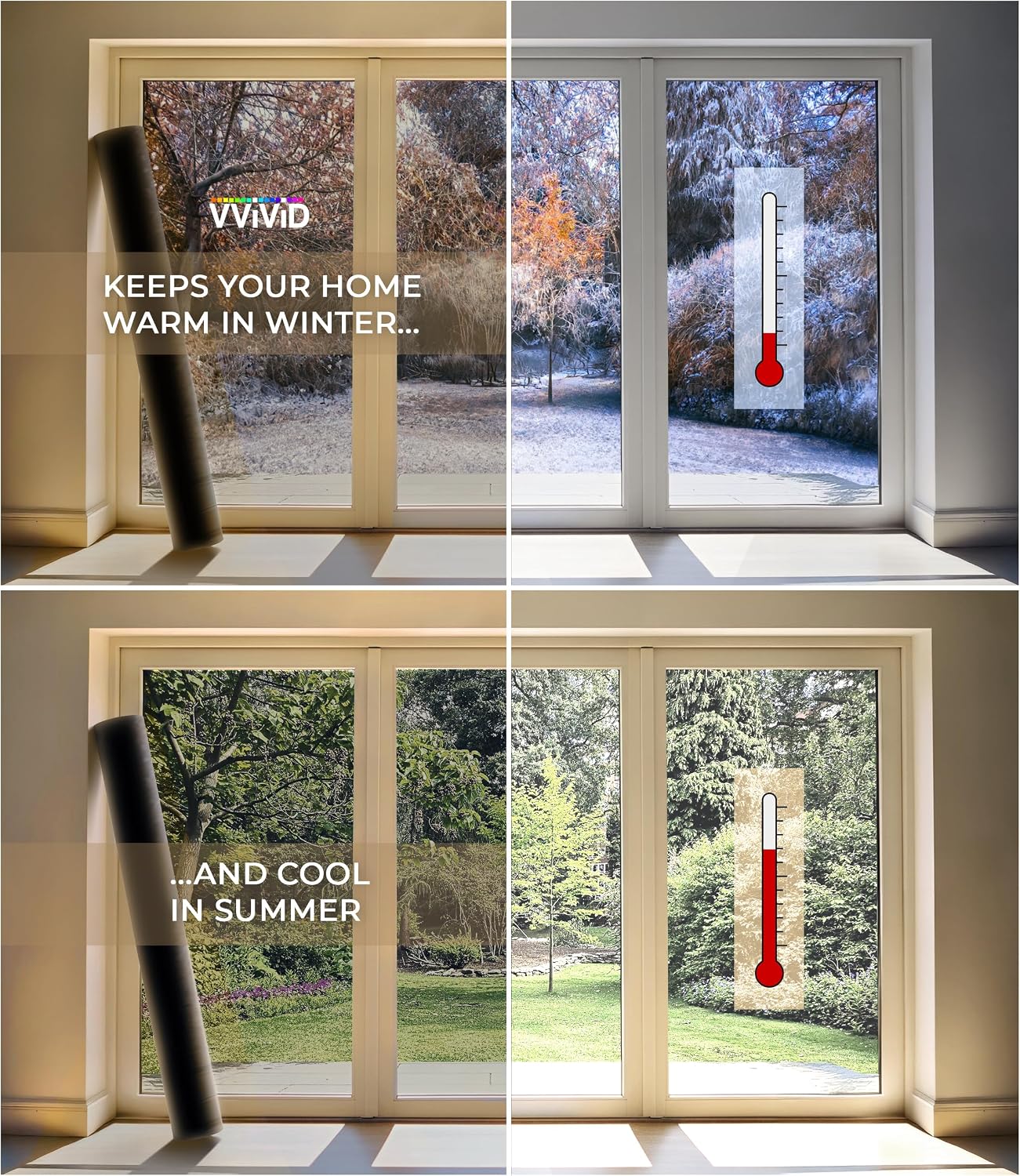 Heat Control 99% Anti UV Residential Vinyl Wrap Window Medium Tint Roll (600 Inch x 60 Inch Bulk roll)