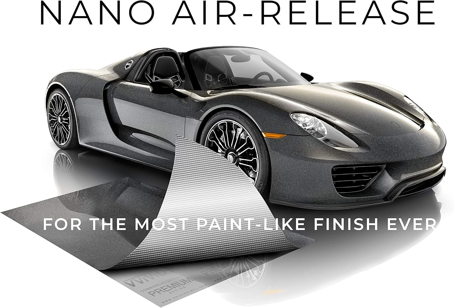 VViViD+ Ultra Gloss Candy Metallic Charcoal Grey Vinyl Car Wrap Premium Paint Replacement Film Roll with Nano Air Release Technology, Stretchable Protective Cap Liner, Self Adhesive (50ft x 5ft)