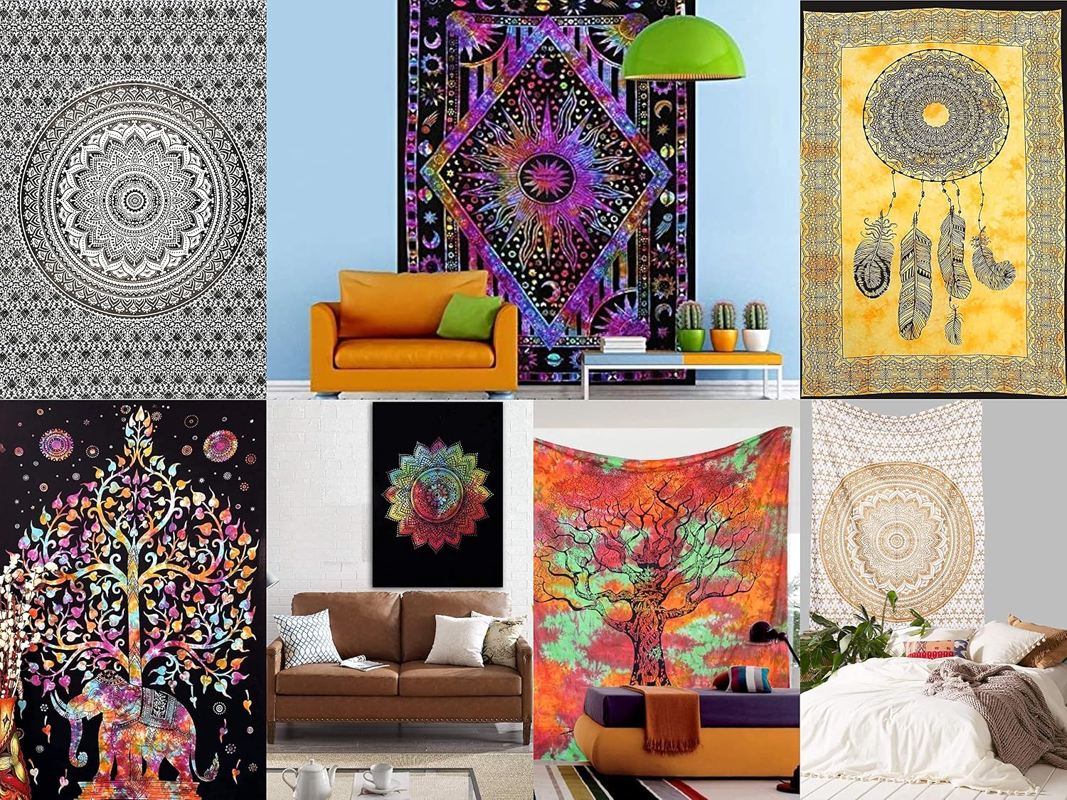 Marubhumi Wholesale Lot of Cotton Mandala Wall Hanging Tapestry Poster Bulk (100 PCS LOT, 40x30 Inches)