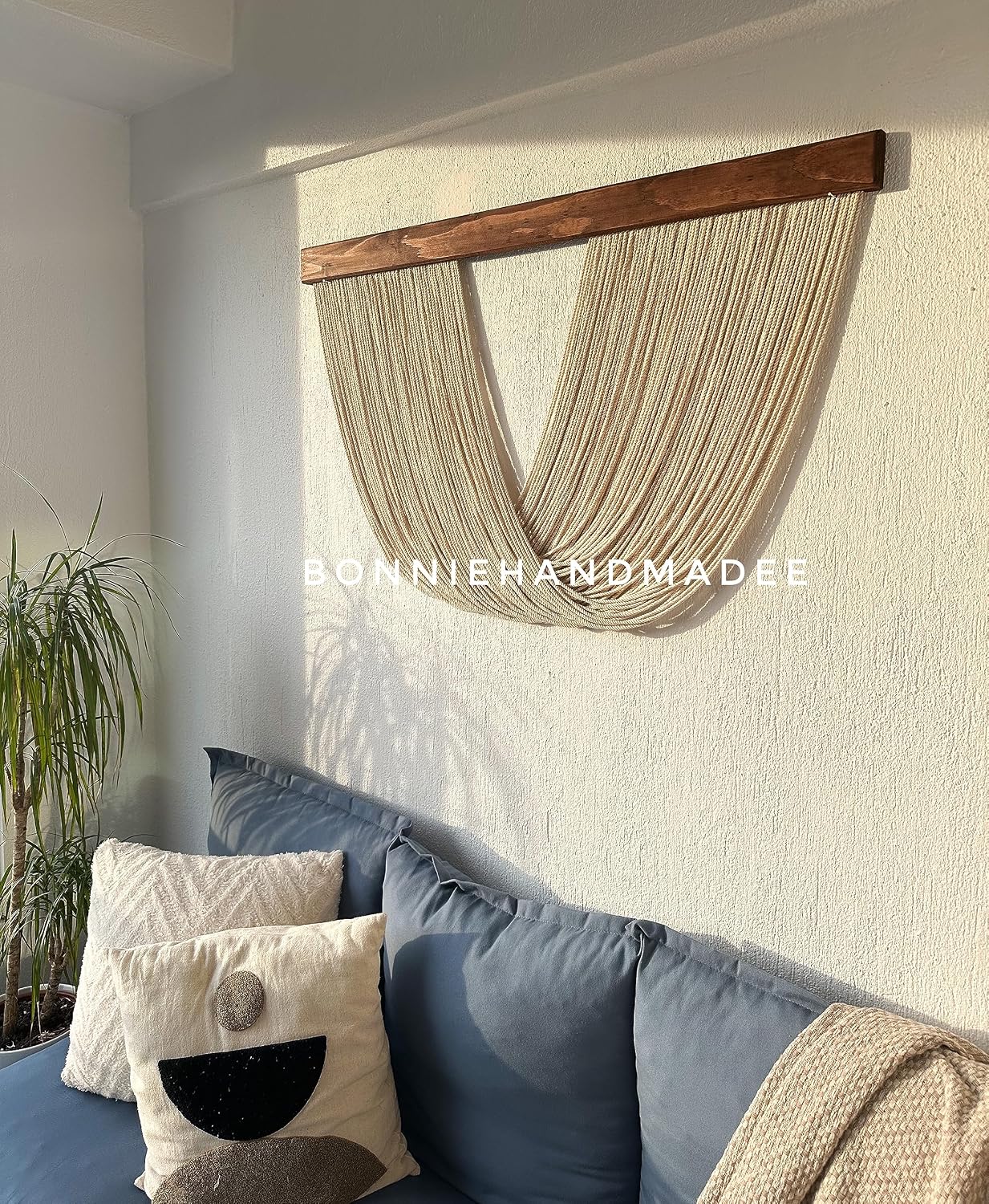 Large Macrame Wall Hanging Boho Wall Decor for Living Room Woven Wall Decor Yarn Tapestry Wall Hanging Aesthetic Macrame Headboard (XLarge 60''x30'', Type-2)