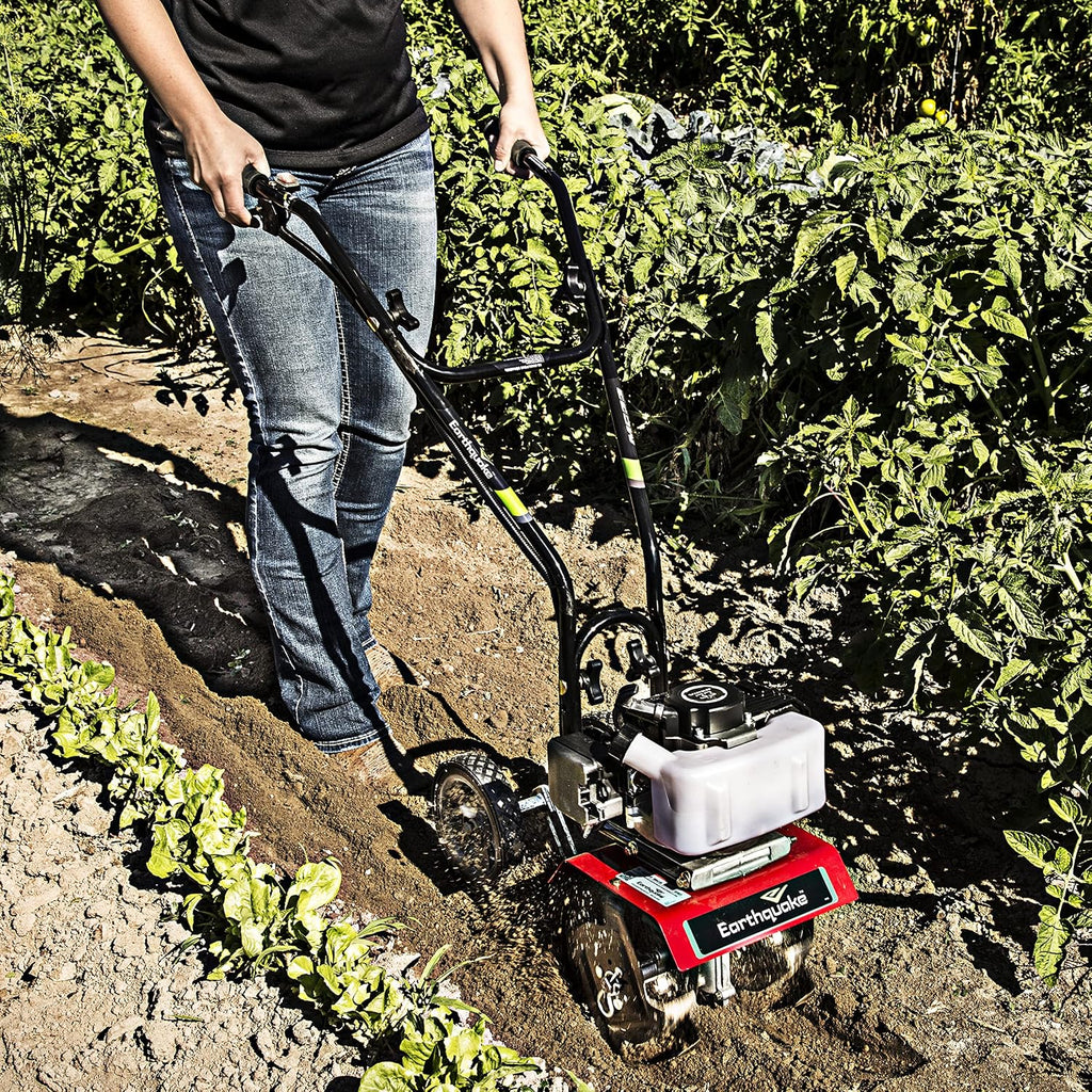 Earthquake 31635 MC33 Mini Tiller Cultivator, Powerful 33cc 2-Cycle Viper Engine & DK43 Dethatcher Attachment Kit for Cultivators