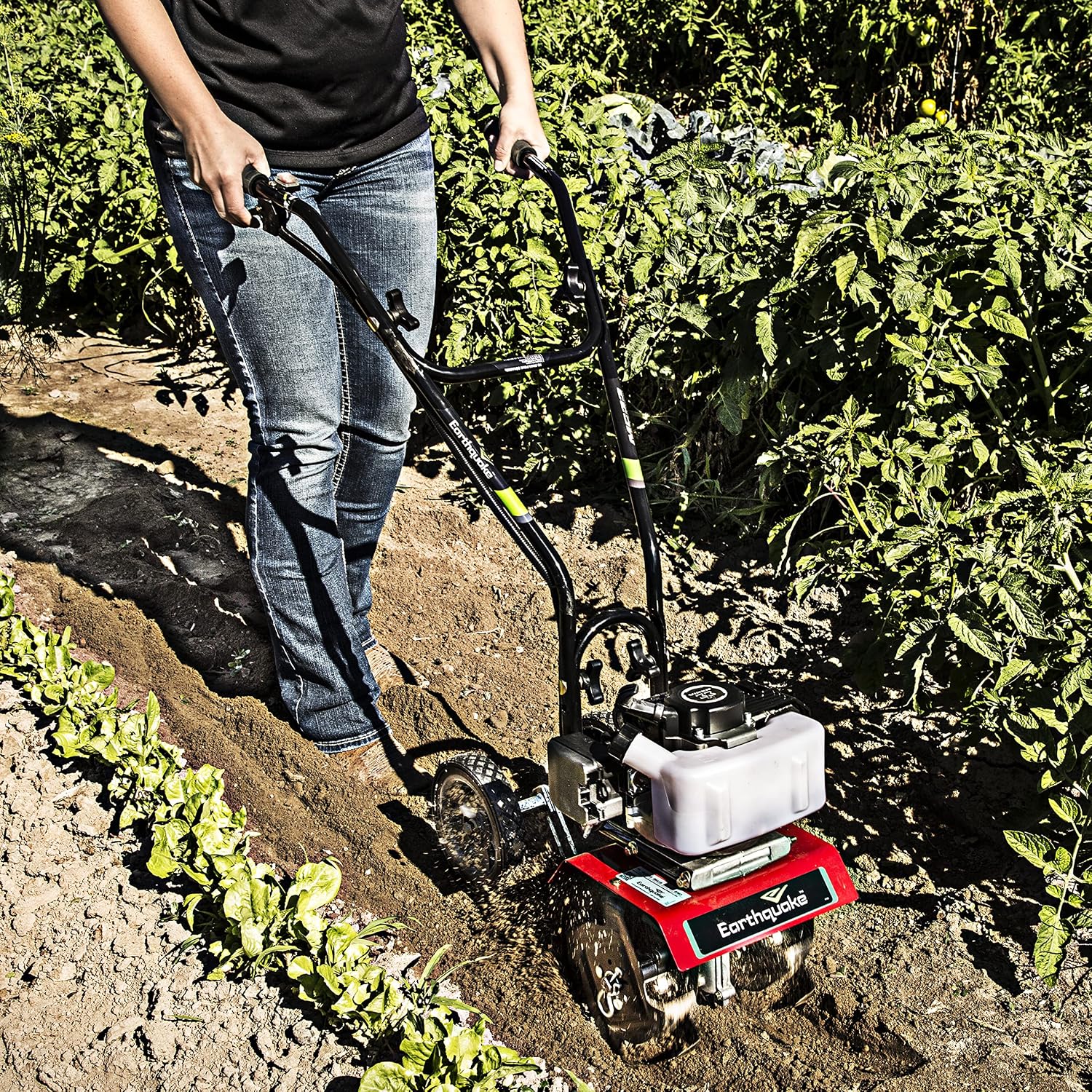 Earthquake 31635 MC33 Mini Tiller Cultivator, Powerful 33cc 2-Cycle Viper Engine & DK43 Dethatcher Attachment Kit for Cultivators
