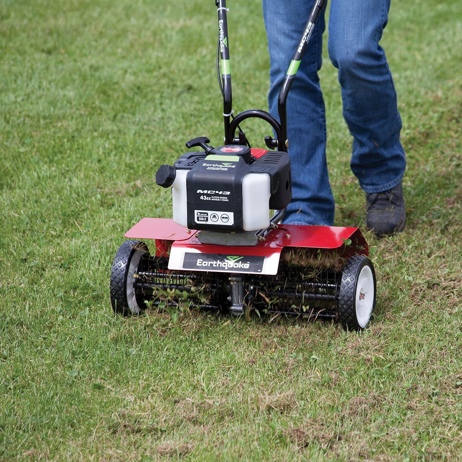 Earthquake 31635 MC33 Mini Tiller Cultivator, Powerful 33cc 2-Cycle Viper Engine & DK43 Dethatcher Attachment Kit for Cultivators