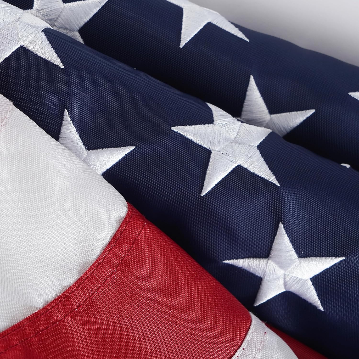 SYII American Flag 12x18 Ft TearProof Series for Outside, Heavy Duty Tough Spun All Weather US Flag for High Wind, Embroidered Stars Sewn Stripes and Brass Grommets